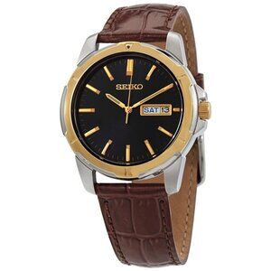 NWT Authentic Seiko Essentials Quartz Black Dial Men's Watch